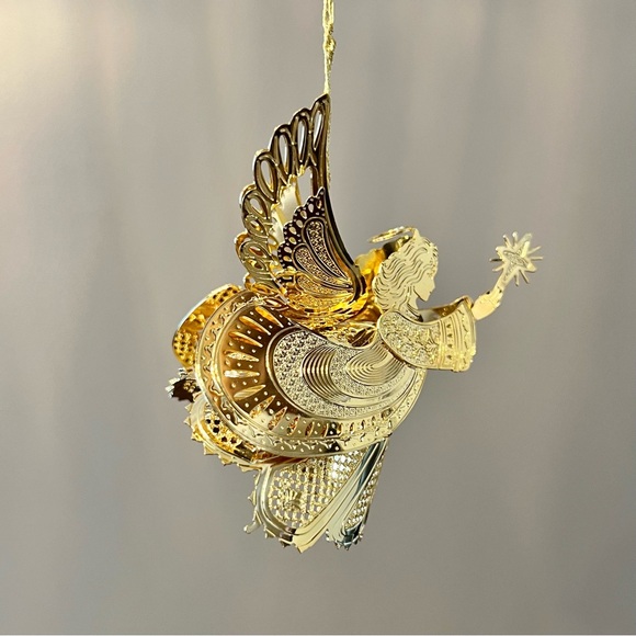 Vintage Baldwin Brass 3D Angel with Star Ornament 24KT Gold Finish 1999 - Picture 7 of 8